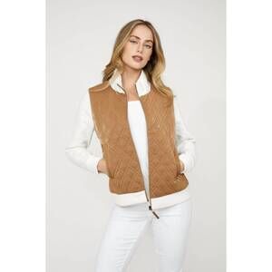 NEW DOLCEZZA quilted zip jacket in camel white